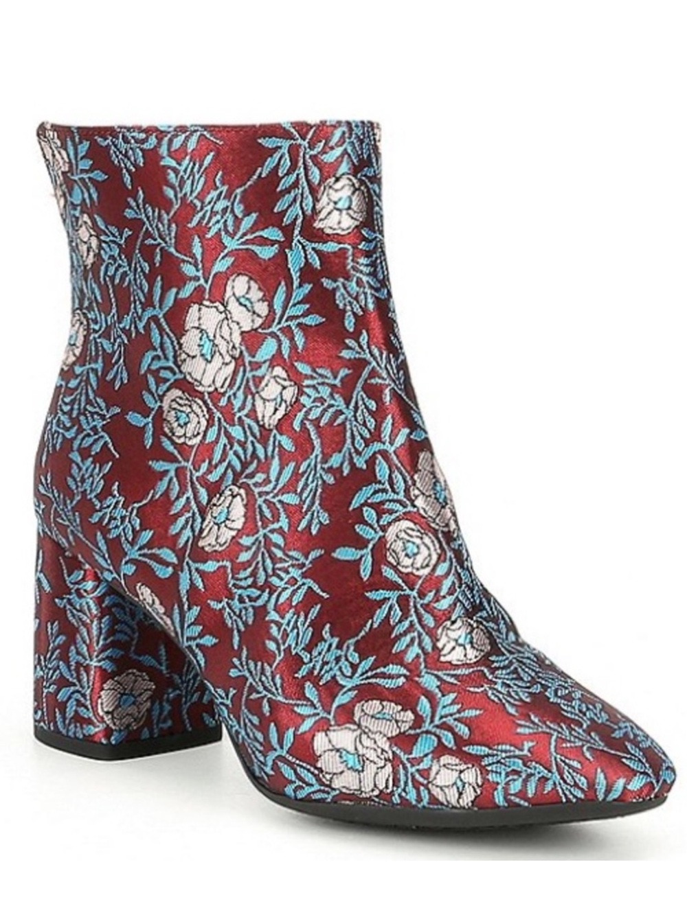 Gianni Bini Catalano Brocade Burgundy/ Blue Floral Ankle Booties Women’s Size 11